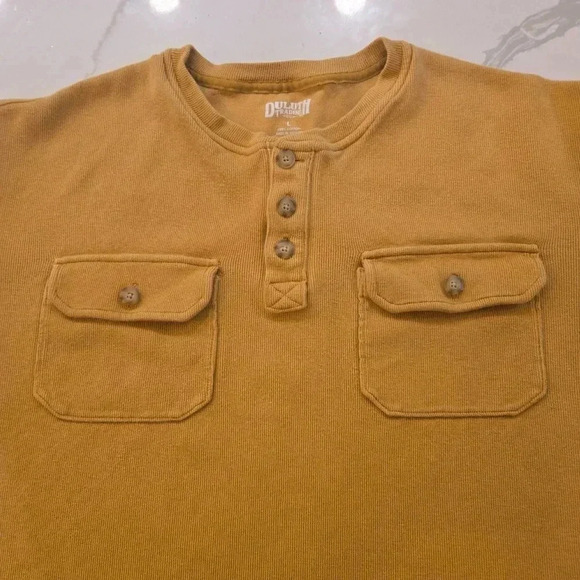 Duluth Trading Mens Ribbed Waffle Henley Mustard Yellow Size Large - Picture 4 of 10